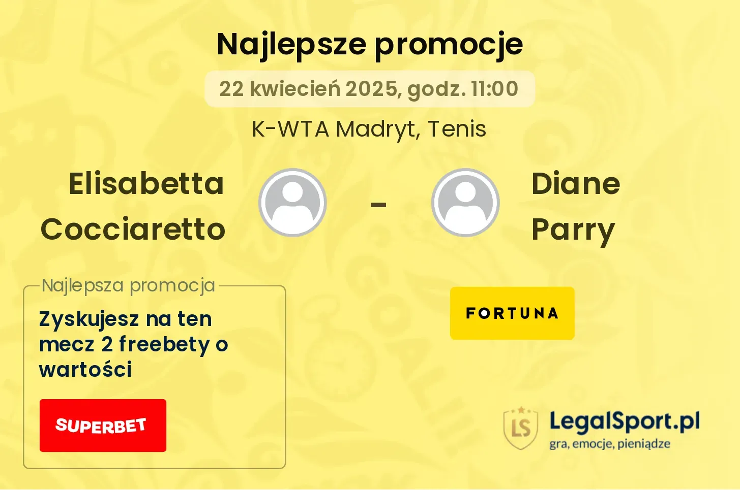 Elisabetta Cocciaretto - Diane Parry promocje u bukmacherów