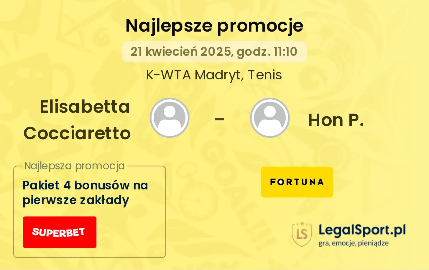 Elisabetta Cocciaretto - Hon P. promocje u bukmacherów