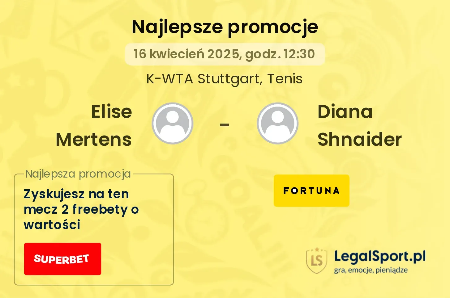 Elise Mertens - Diana Shnaider promocje u bukmacherów