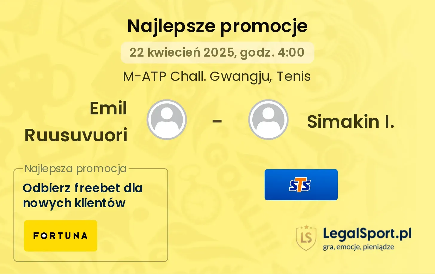 Emil Ruusuvuori - Simakin I. promocje u bukmacherów