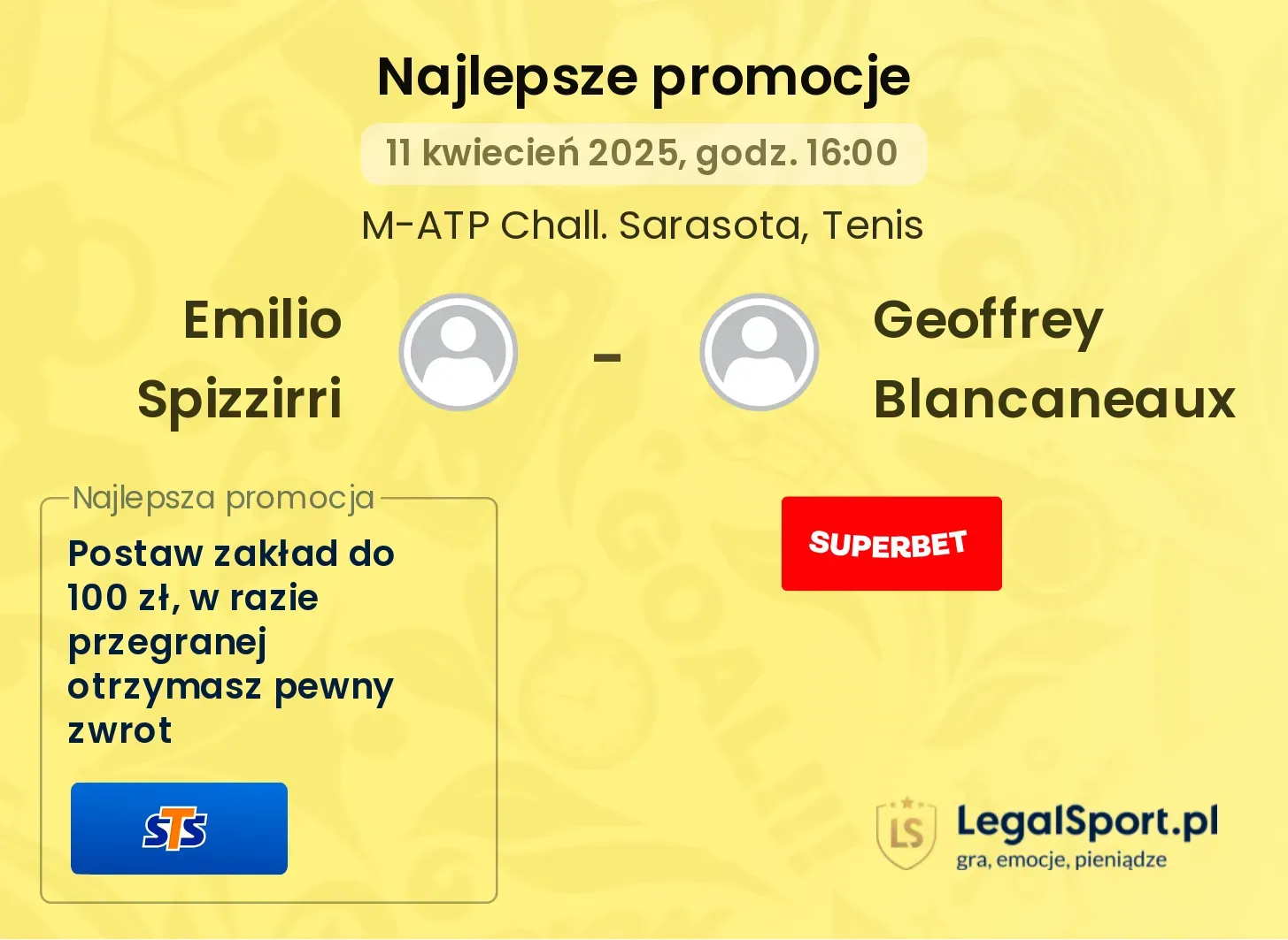 Emilio Spizzirri - Geoffrey Blancaneaux promocje bukmacherskie