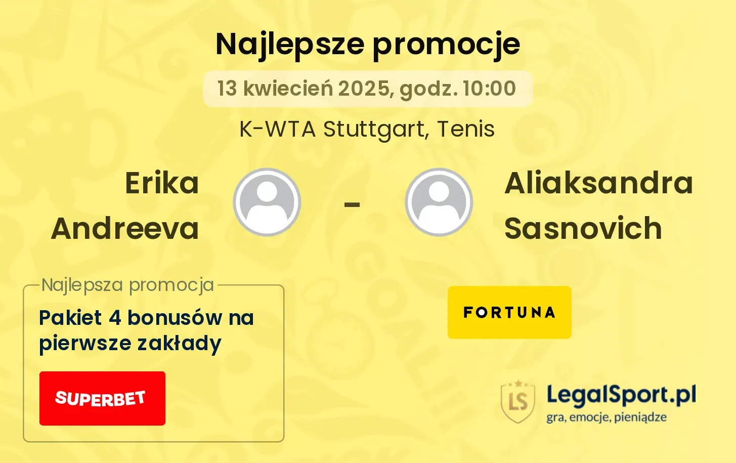 Erika Andreeva - Aliaksandra Sasnovich promocje bukmacherskie