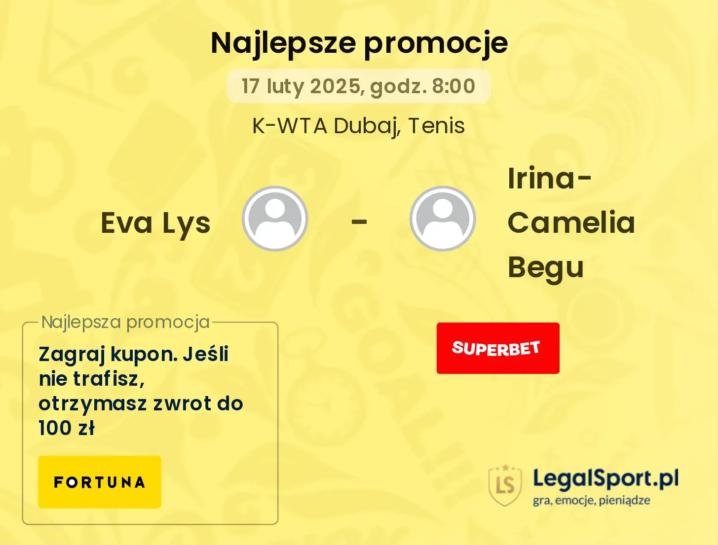 Eva Lys - Irina-Camelia Begu promocje bukmacherskie