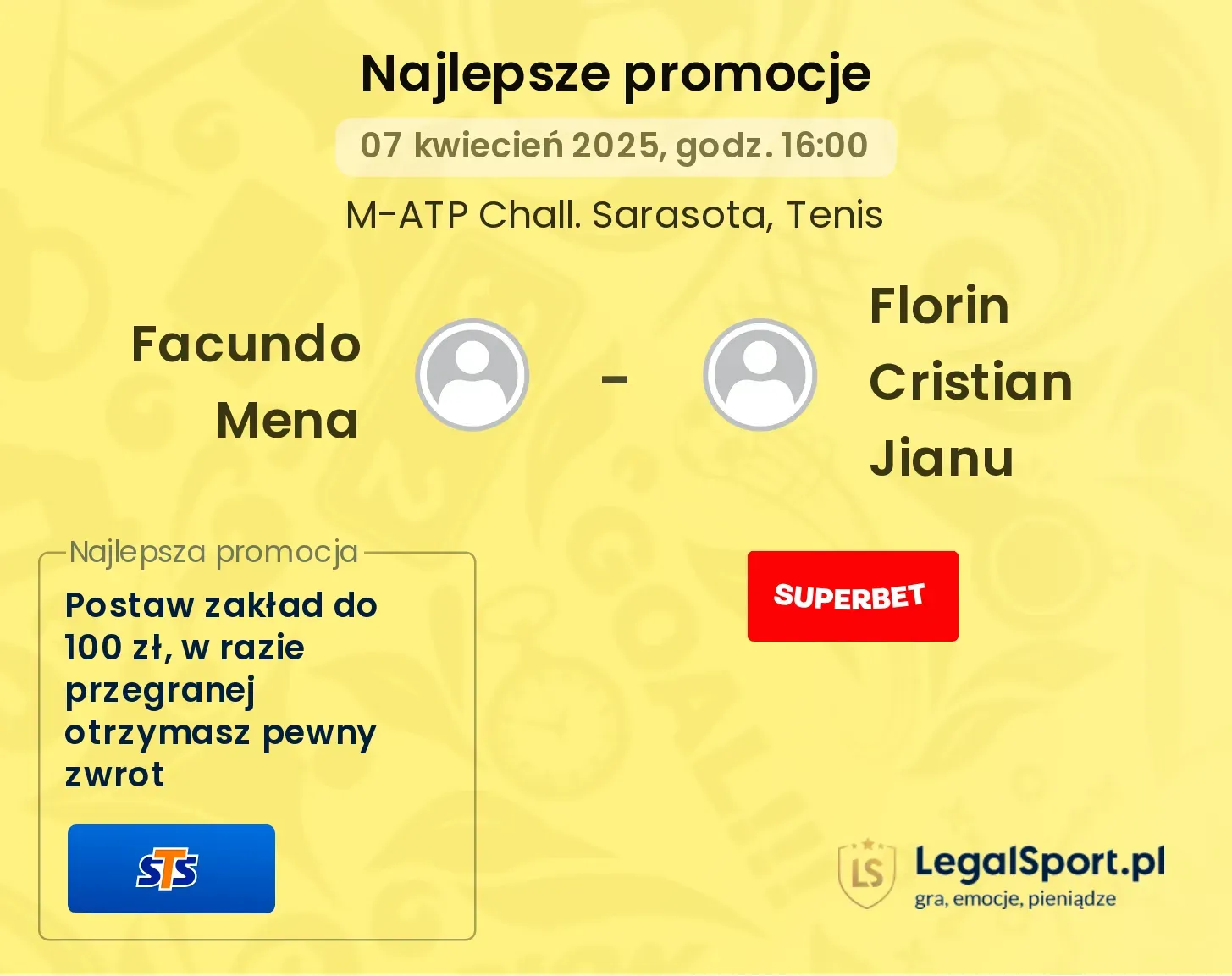 Facundo Mena - Florin Cristian Jianu promocje u bukmacherów