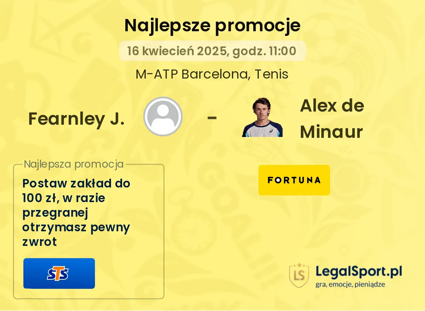 Fearnley J. - Alex de Minaur promocje u bukmacherów