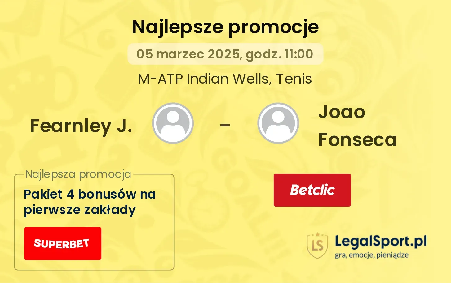 Fearnley J. - Joao Fonseca promocje u bukmacherów