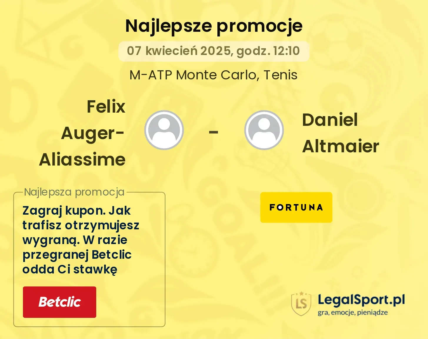 Felix Auger-Aliassime - Daniel Altmaier promocje bukmacherskie