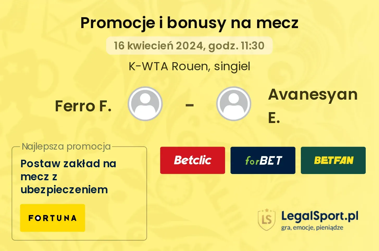 Ferro F. - Avanesyan E. promocje bonusy na mecz