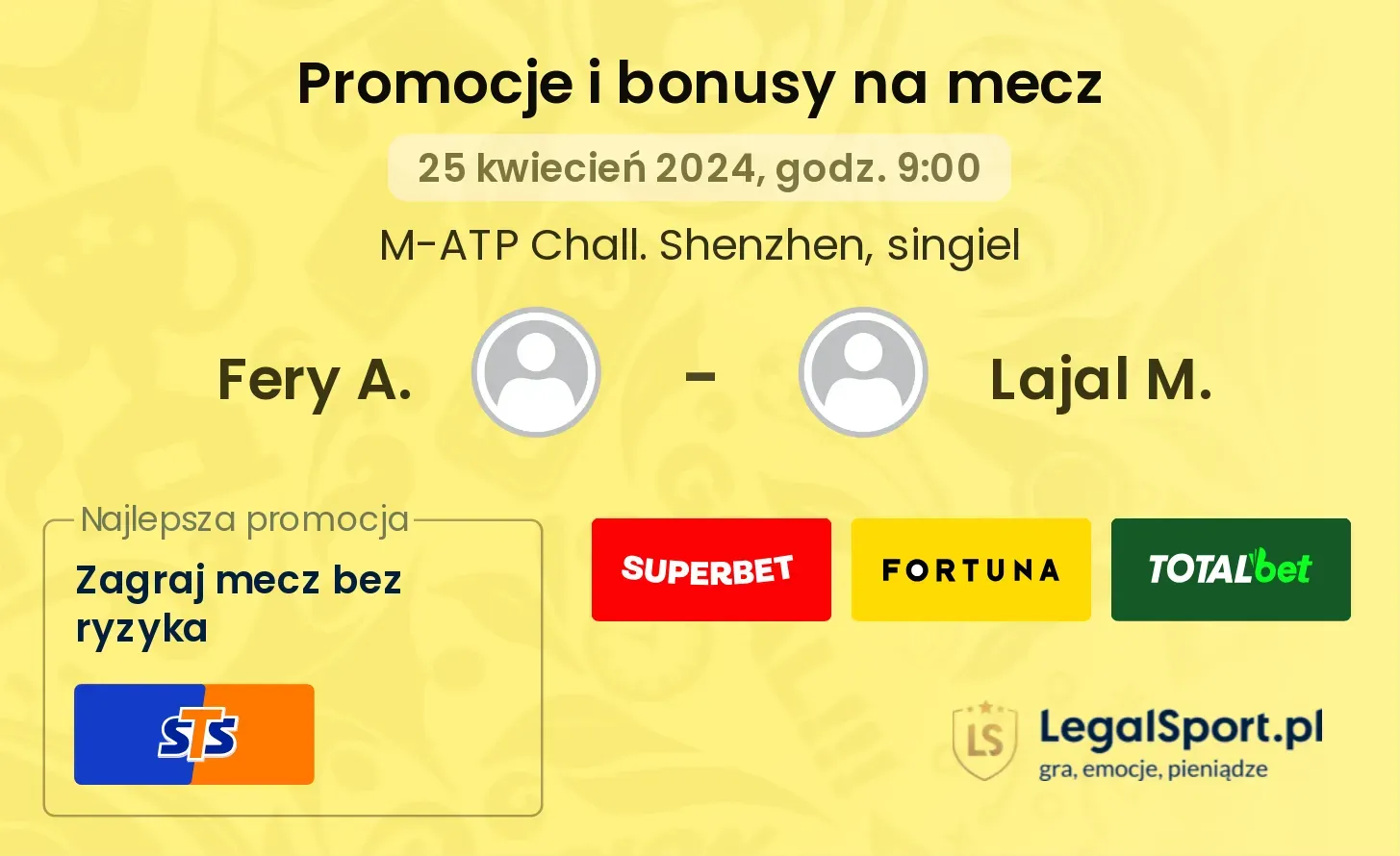 Fery A. - Lajal M. promocje bonusy na mecz