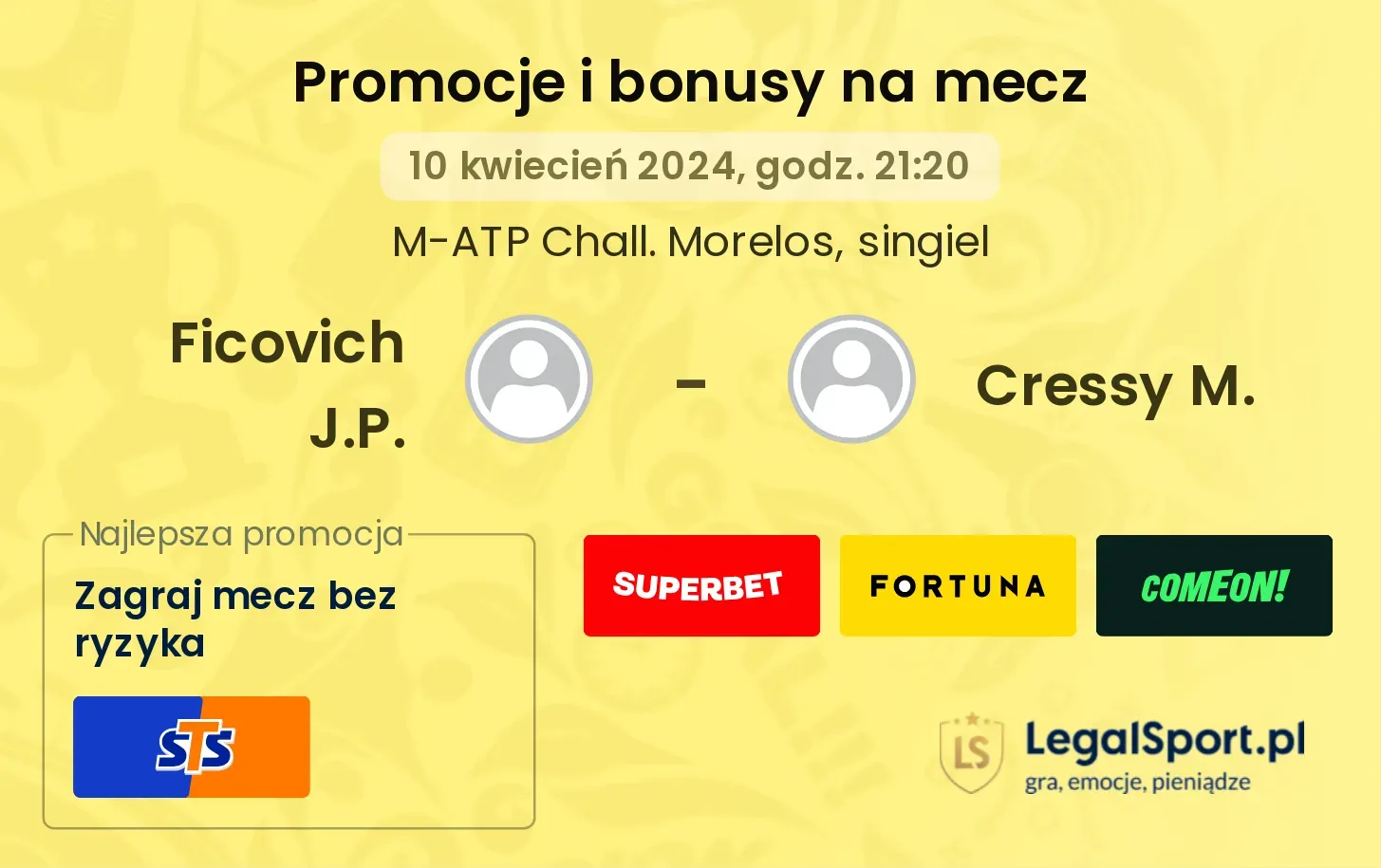 Ficovich J.P. - Cressy M. promocje bonusy na mecz