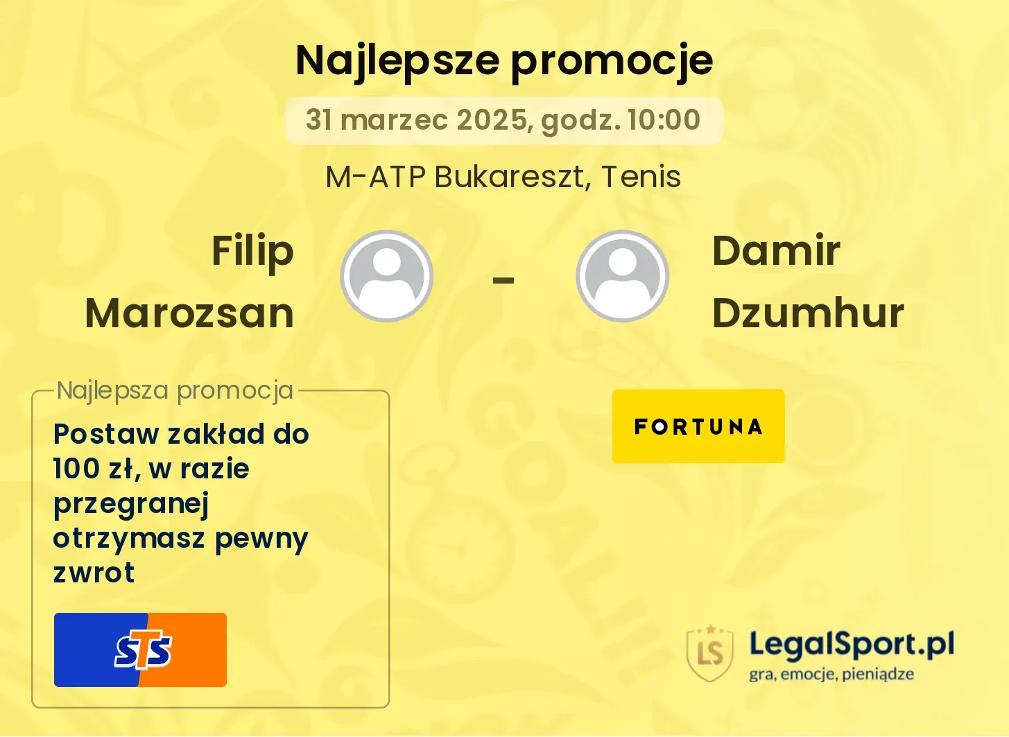 Filip Marozsan - Damir Dzumhur promocje bukmacherskie
