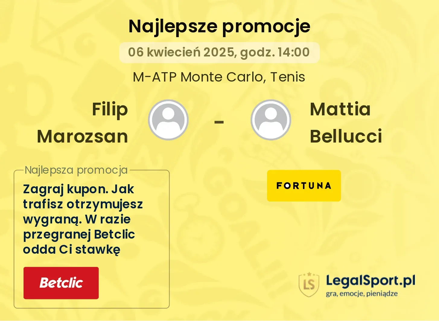 Filip Marozsan - Mattia Bellucci promocje bukmacherskie