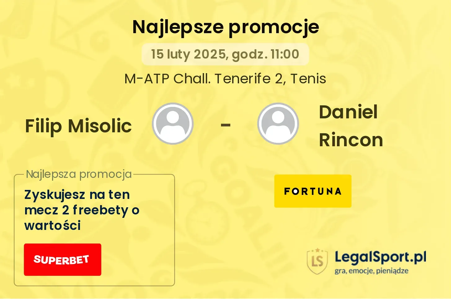 Filip Misolic - Daniel Rincon promocje u bukmacherów