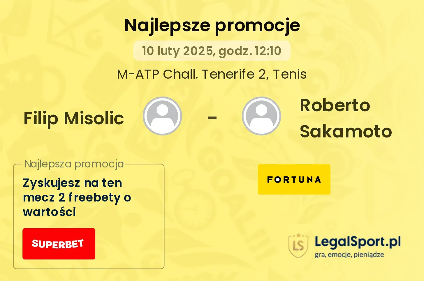 Filip Misolic - Roberto Sakamoto promocje bukmacherskie