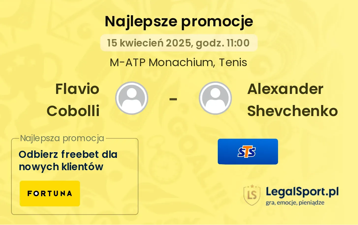 Flavio Cobolli - Alexander Shevchenko promocje u bukmacherów