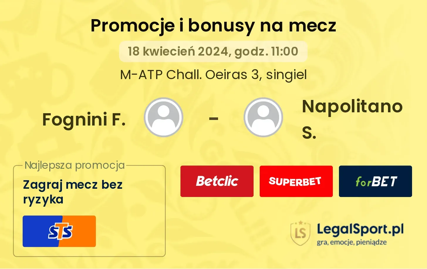 Fognini F. - Napolitano S. promocje bonusy na mecz