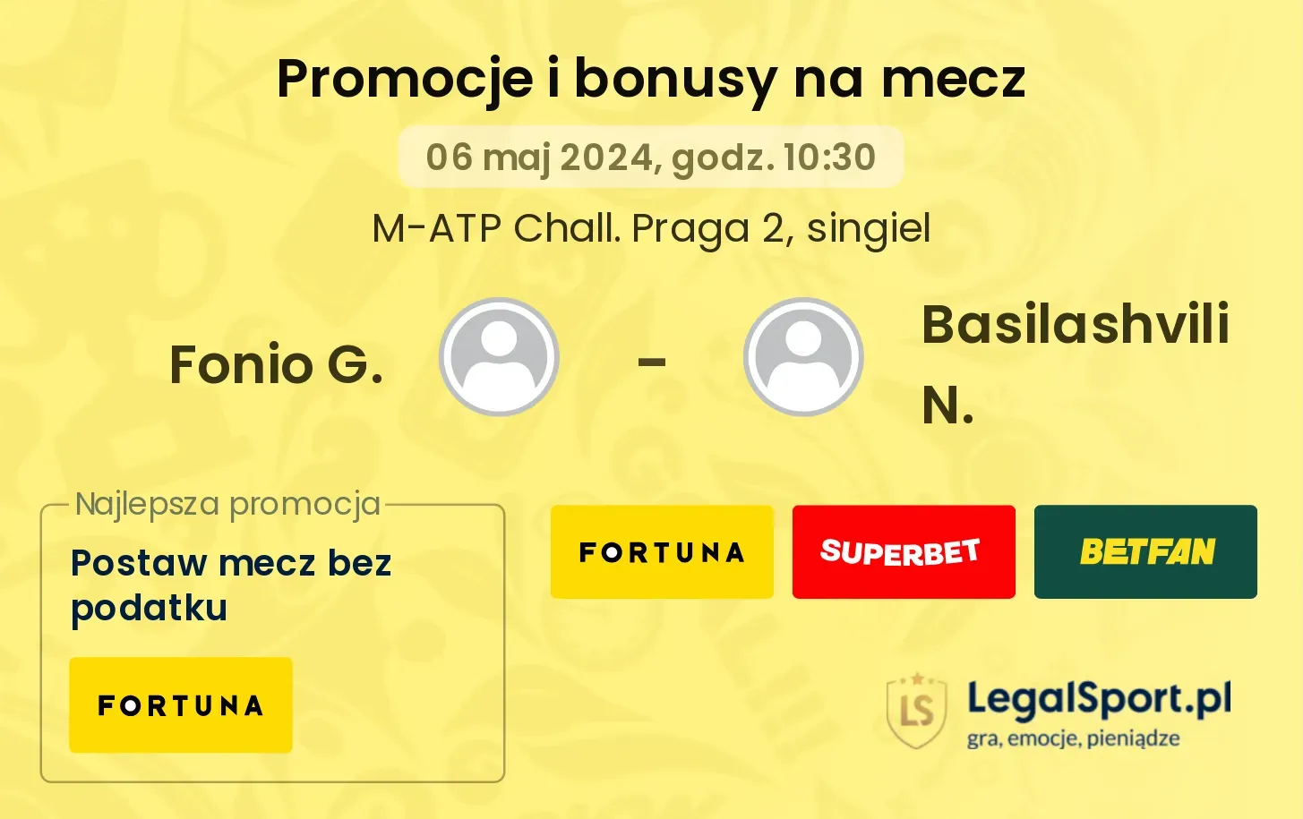 Fonio G. - Basilashvili N. promocje bonusy na mecz