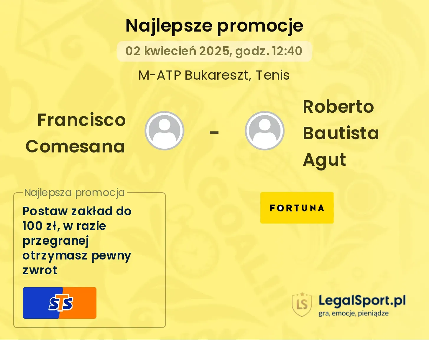 Francisco Comesana - Roberto Bautista Agut promocje bukmacherskie