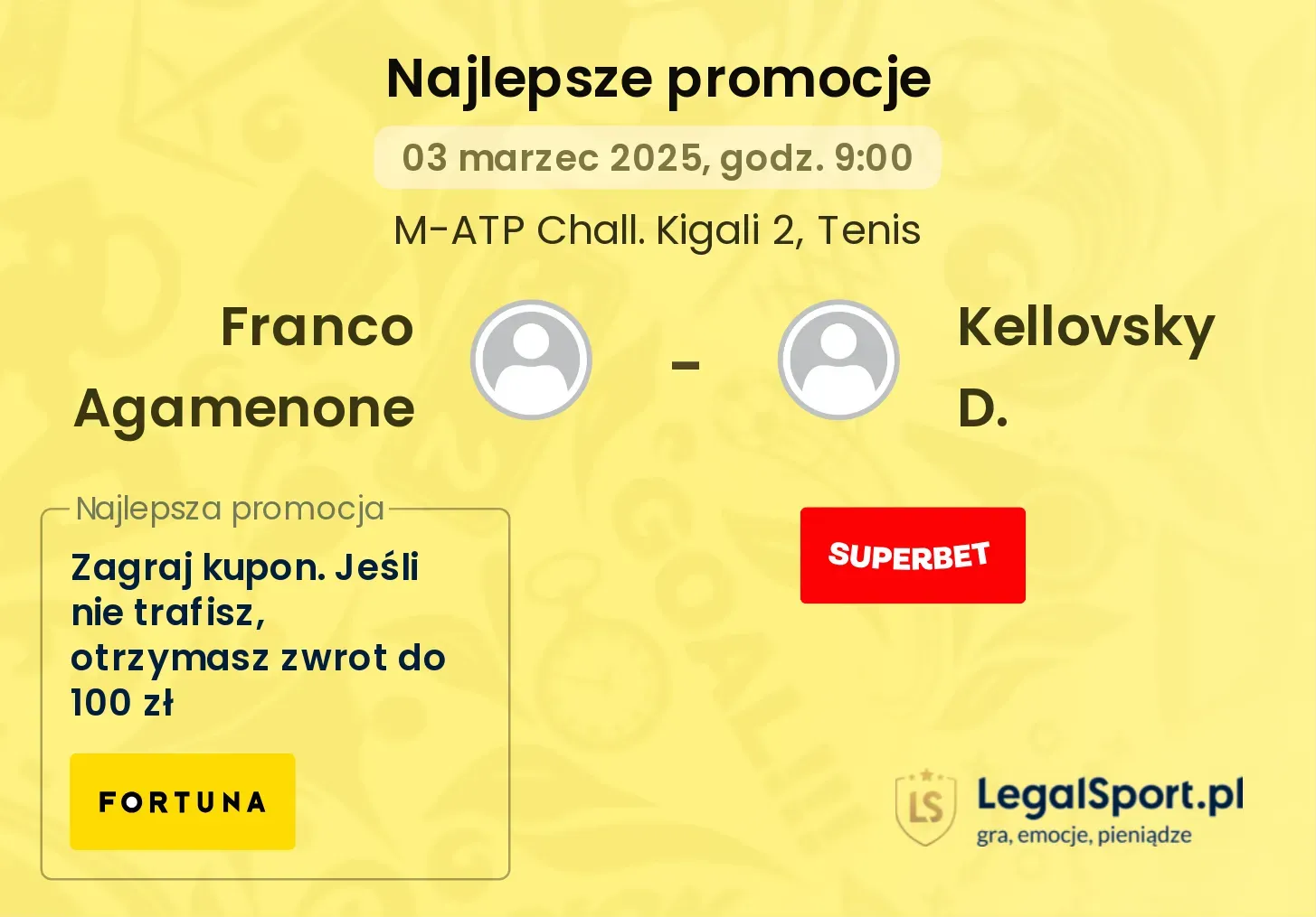Franco Agamenone - Kellovsky D. promocje u bukmacherów