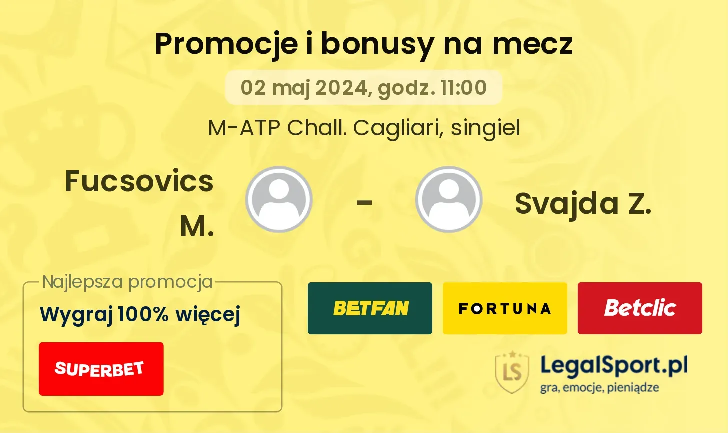 Fucsovics M. - Svajda Z. promocje bonusy na mecz