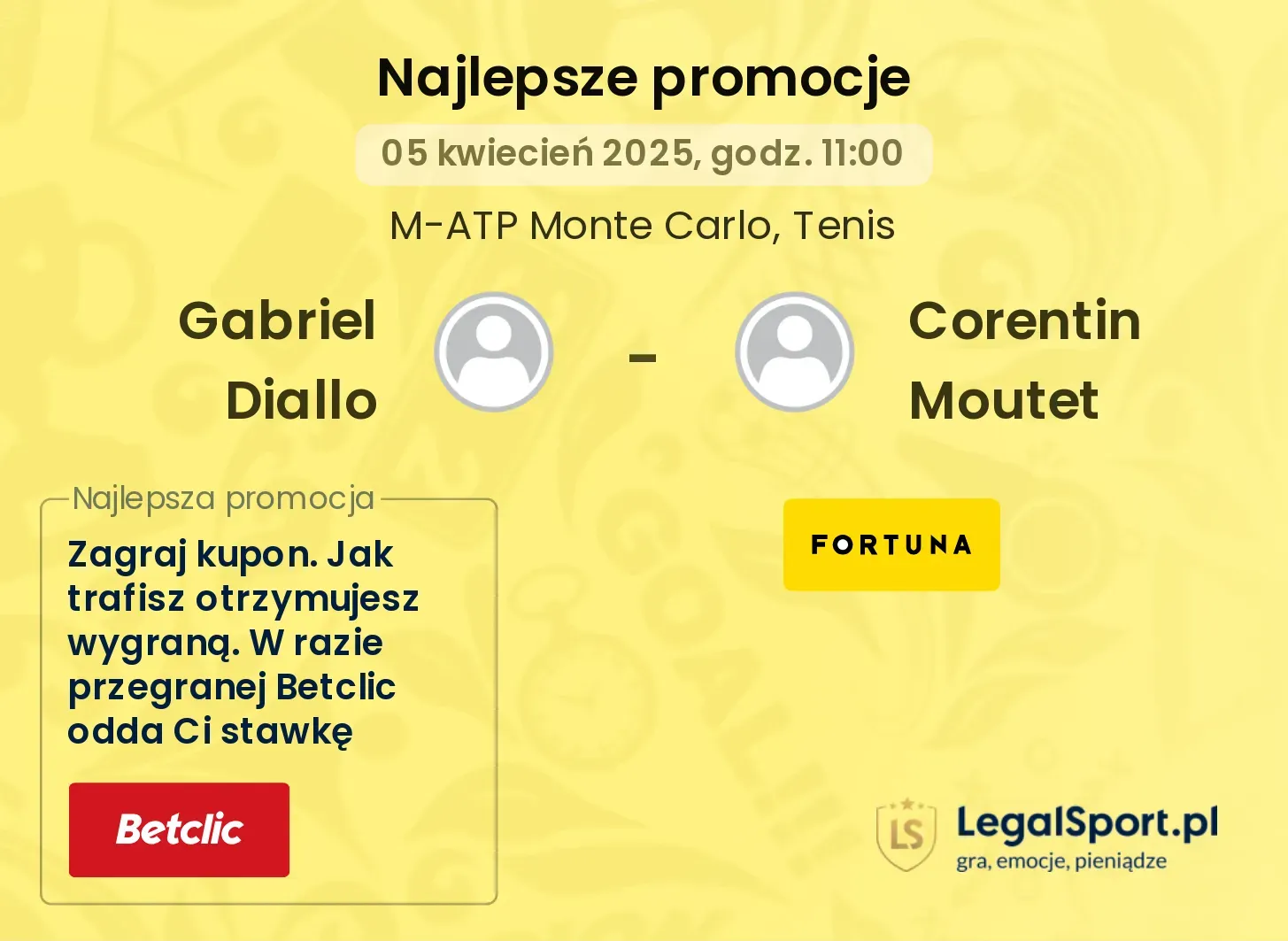 Gabriel Diallo - Corentin Moutet promocje u bukmacherów