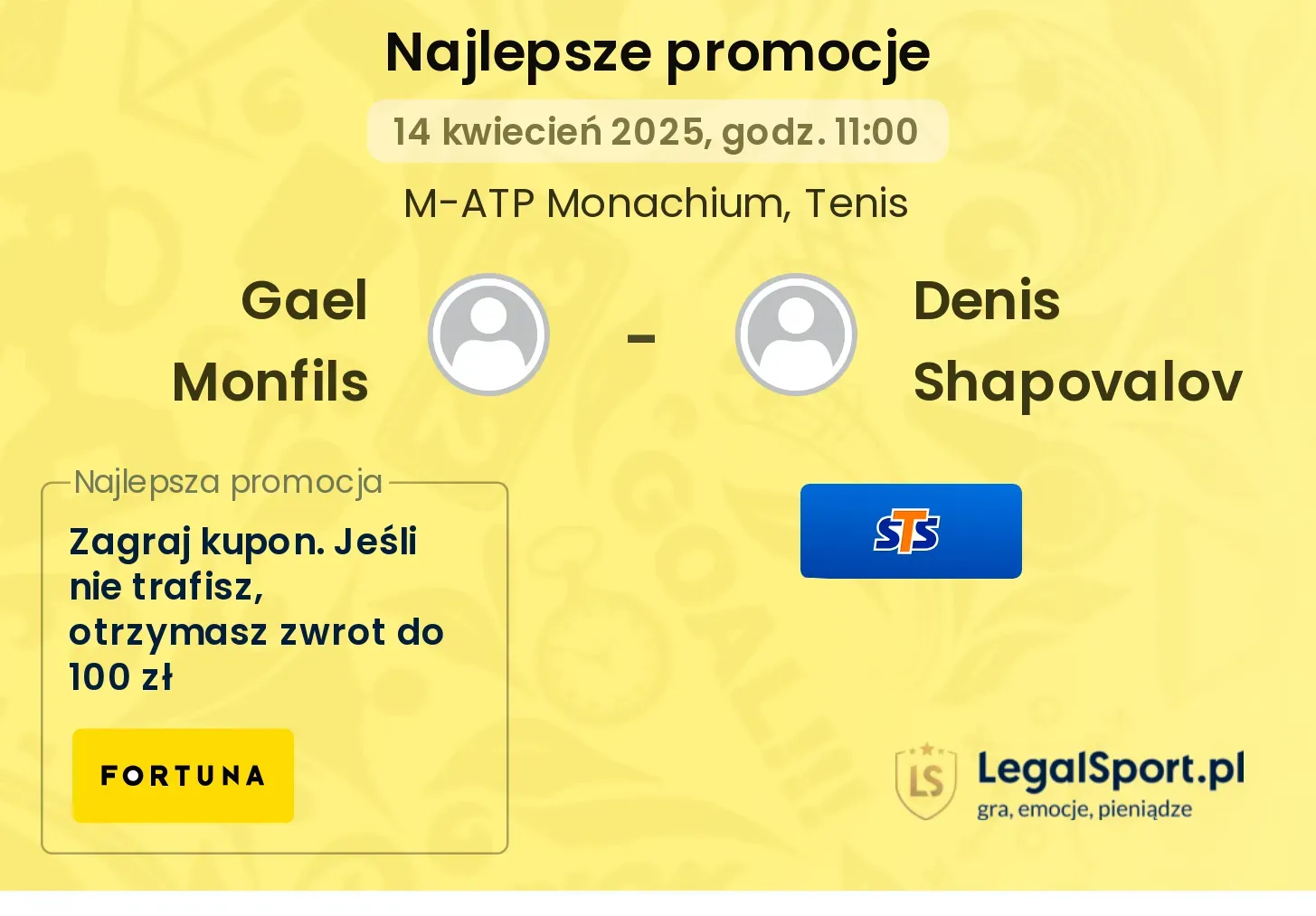 Gael Monfils - Denis Shapovalov promocje bukmacherskie