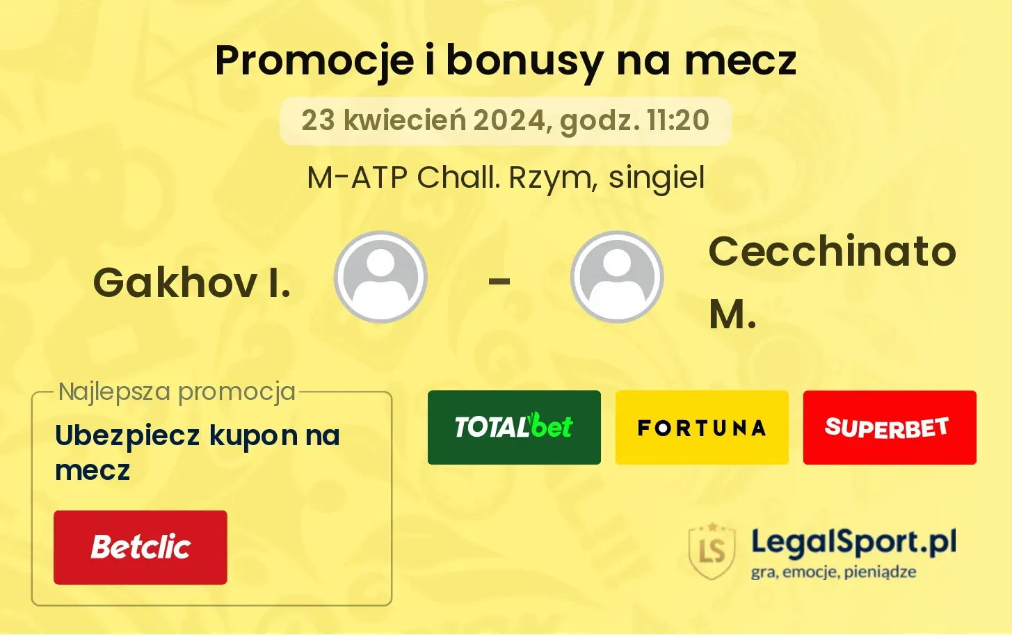 Gakhov I. - Cecchinato M. promocje bonusy na mecz