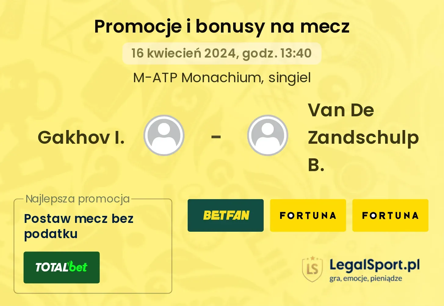 Gakhov I. - Van De Zandschulp B. promocje bonusy na mecz
