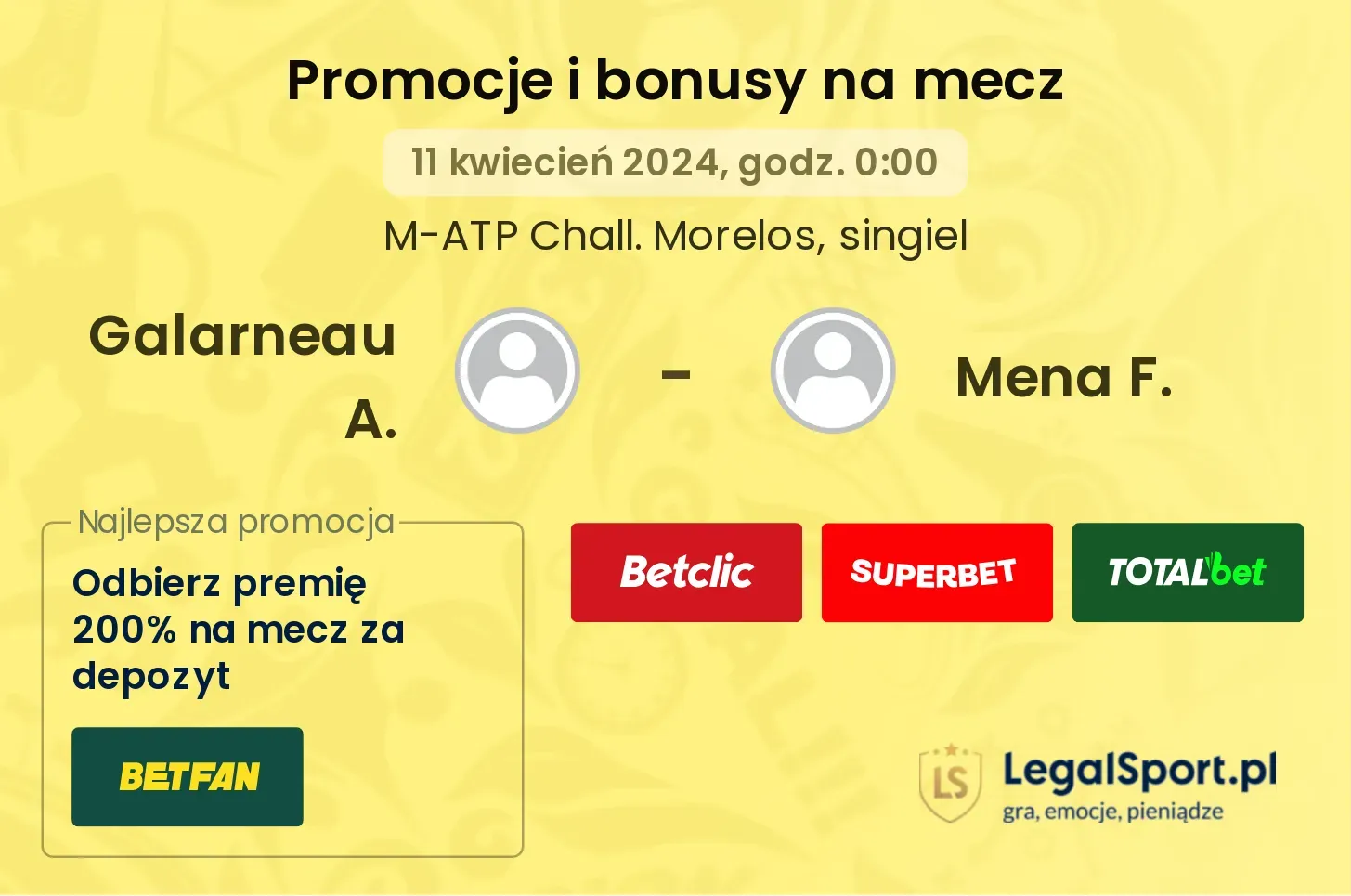 Galarneau A. - Mena F. promocje bonusy na mecz