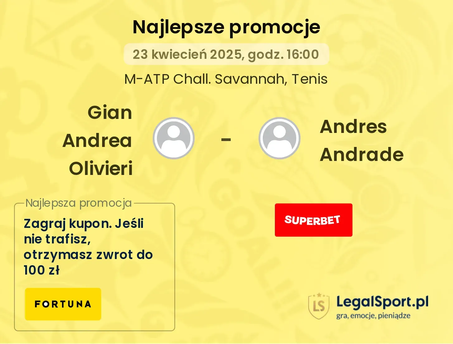Gian Andrea Olivieri - Andres Andrade promocje u bukmacherów