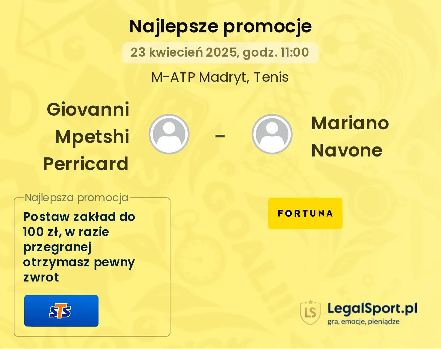 Giovanni Mpetshi Perricard - Mariano Navone promocje bukmacherskie