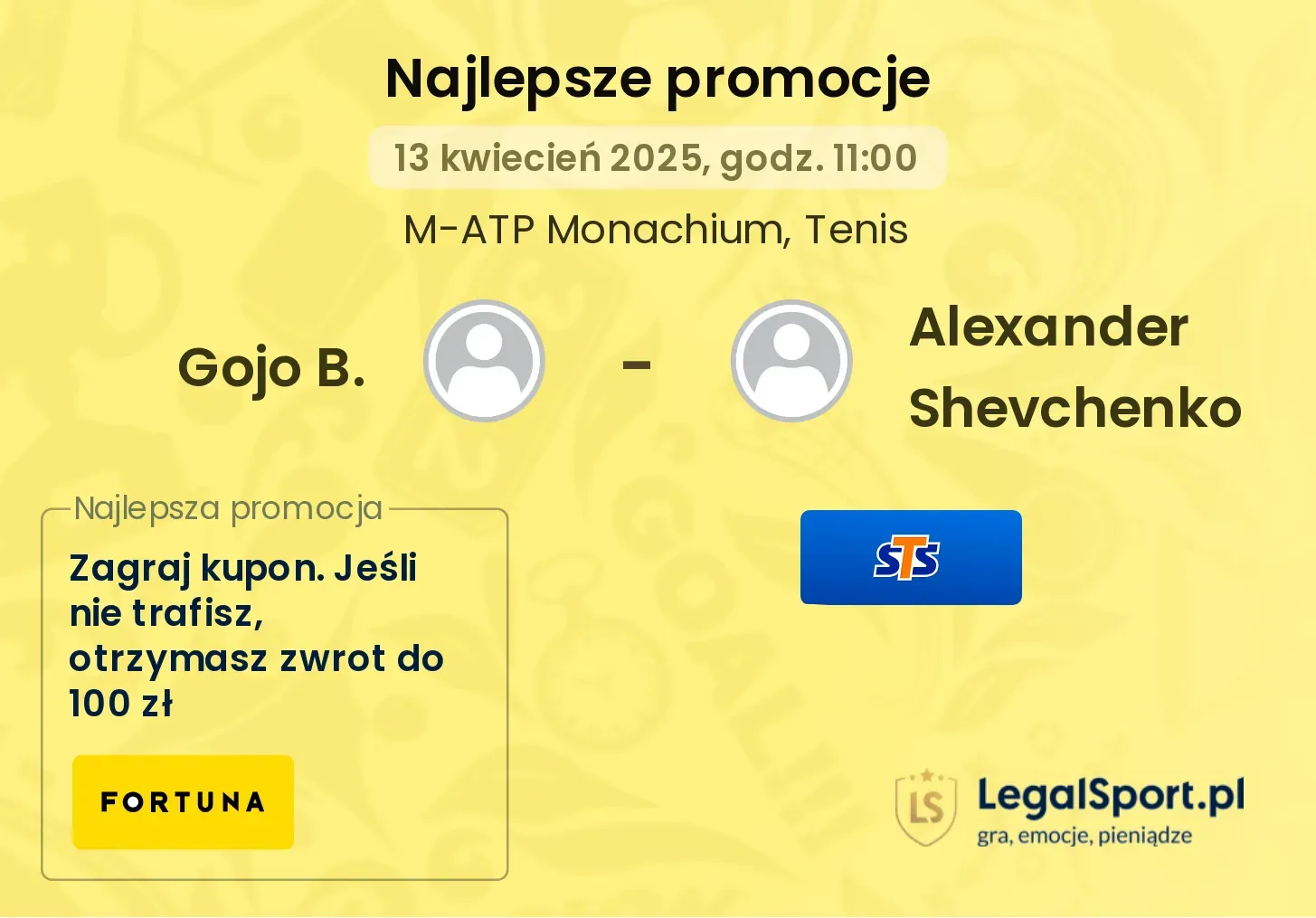Gojo B. - Alexander Shevchenko promocje u bukmacherów