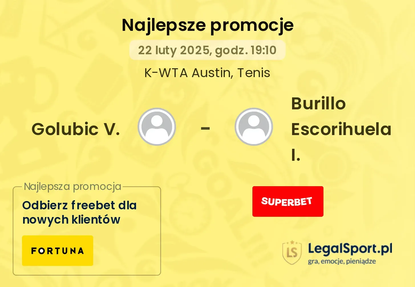 Golubic V. - Burillo Escorihuela I. promocje bukmacherskie