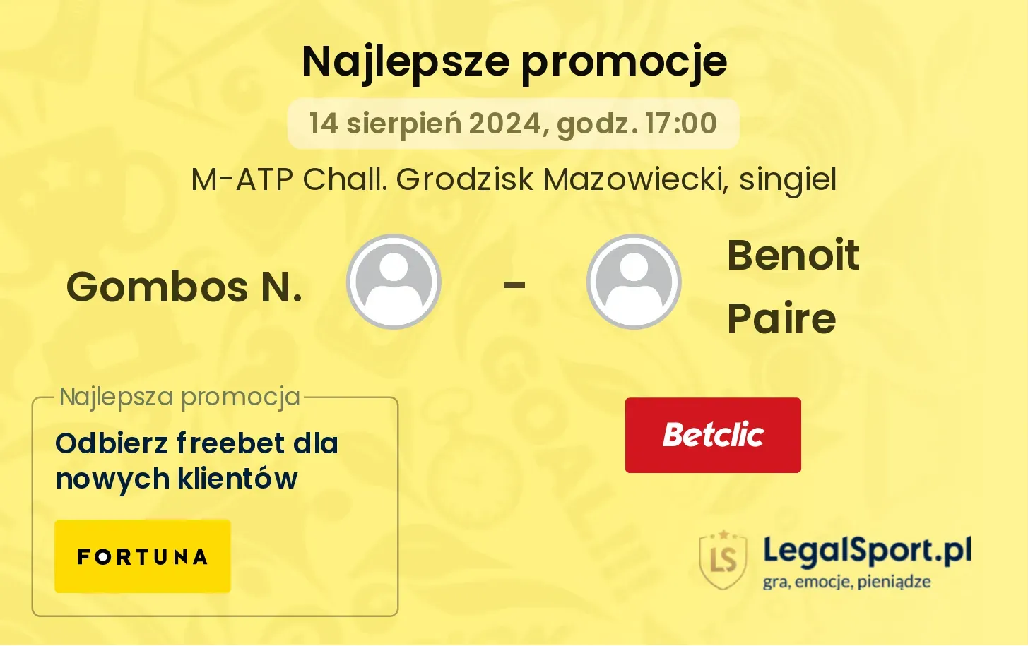Gombos N. - Benoit Paire promocje bukmacherskie (14.08, 17:00)