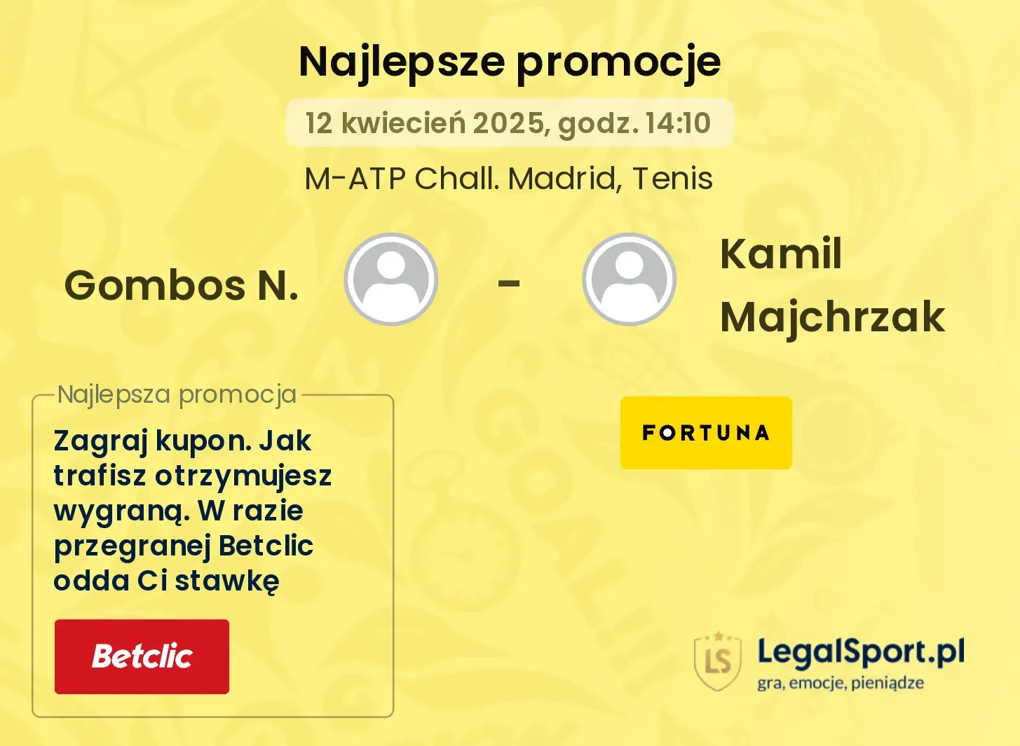 Gombos N. - Kamil Majchrzak promocje u bukmacherów