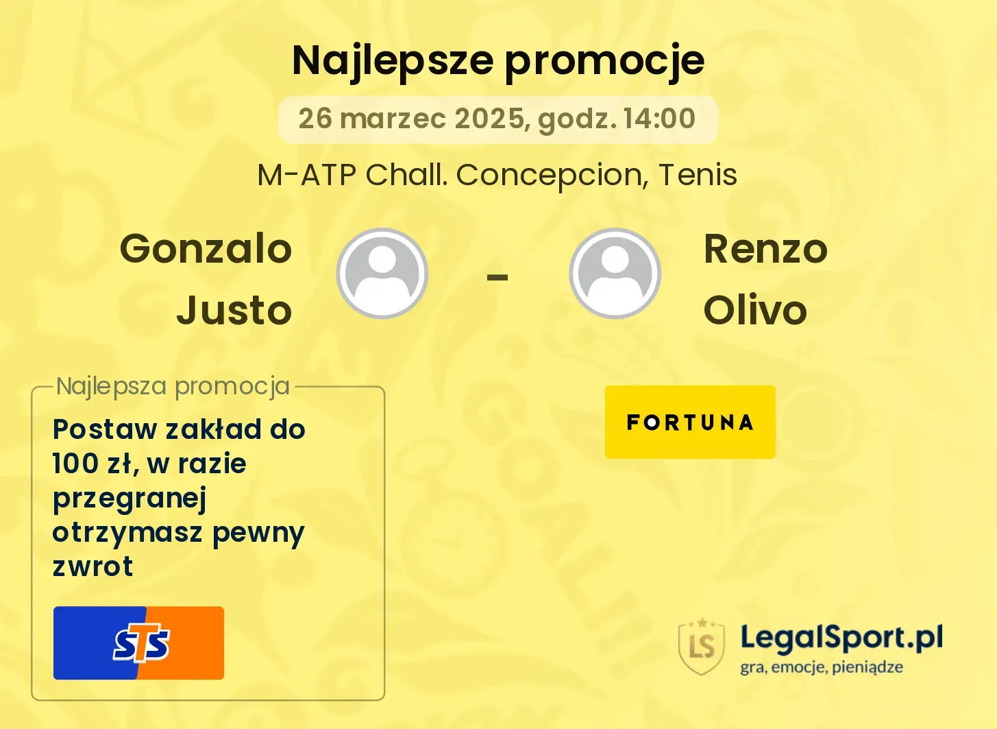 Gonzalo Justo - Renzo Olivo promocje bukmacherskie