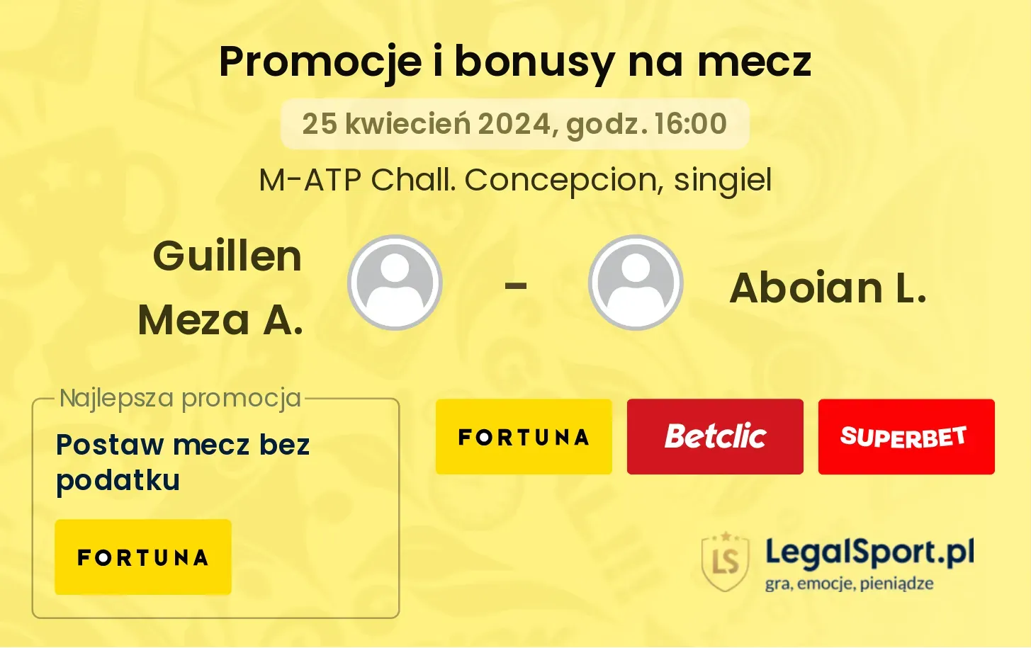 Guillen Meza A. - Aboian L. promocje bonusy na mecz