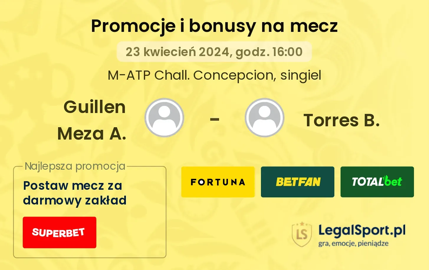 Guillen Meza A. - Torres B. promocje bonusy na mecz