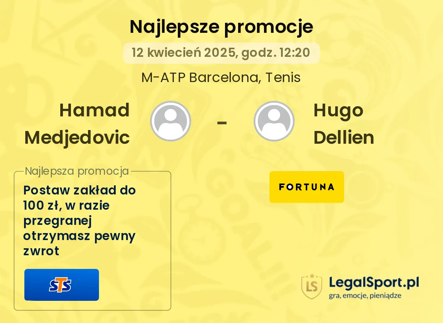 Hamad Medjedovic - Hugo Dellien promocje bukmacherskie