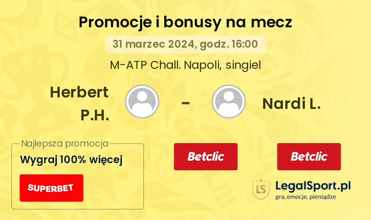 Herbert P.H. - Nardi L. promocje bonusy na mecz