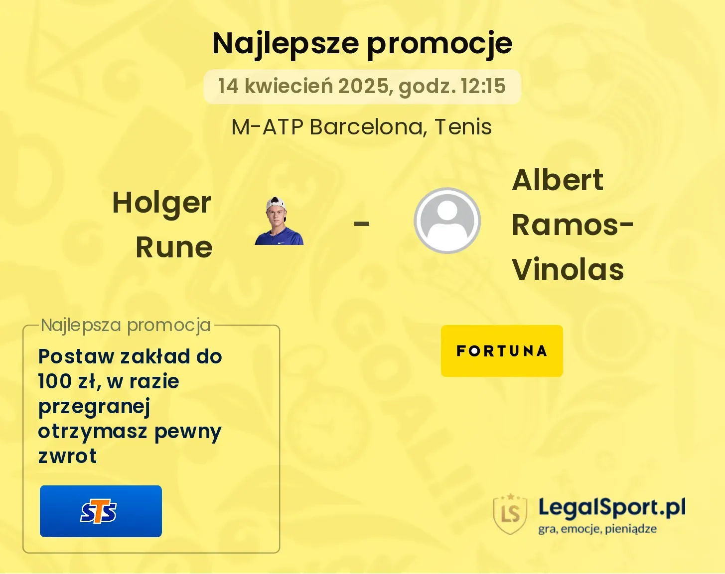 Holger Rune - Albert Ramos-Vinolas promocje u bukmacherów
