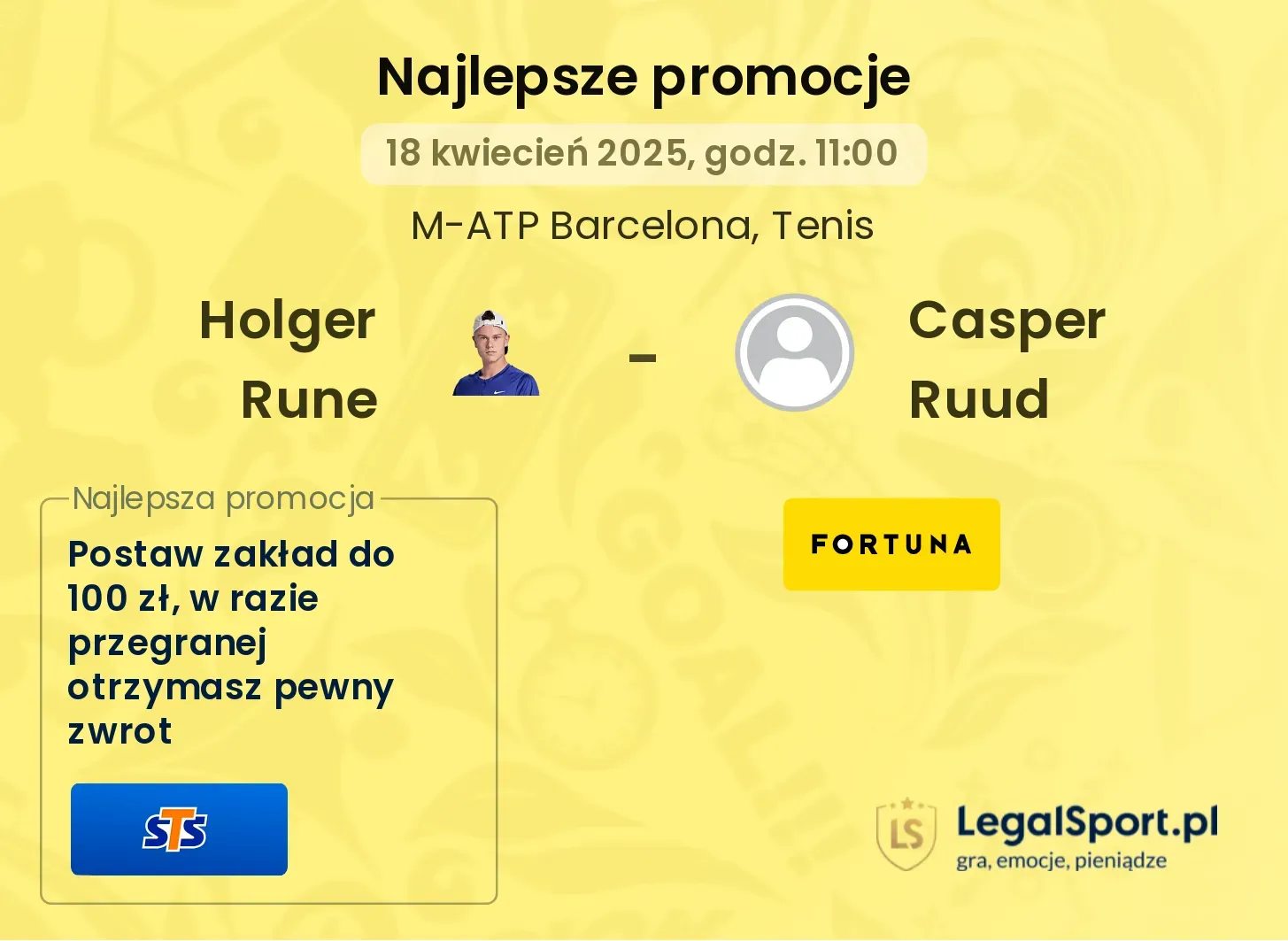 Holger Rune - Casper Ruud promocje bukmacherskie