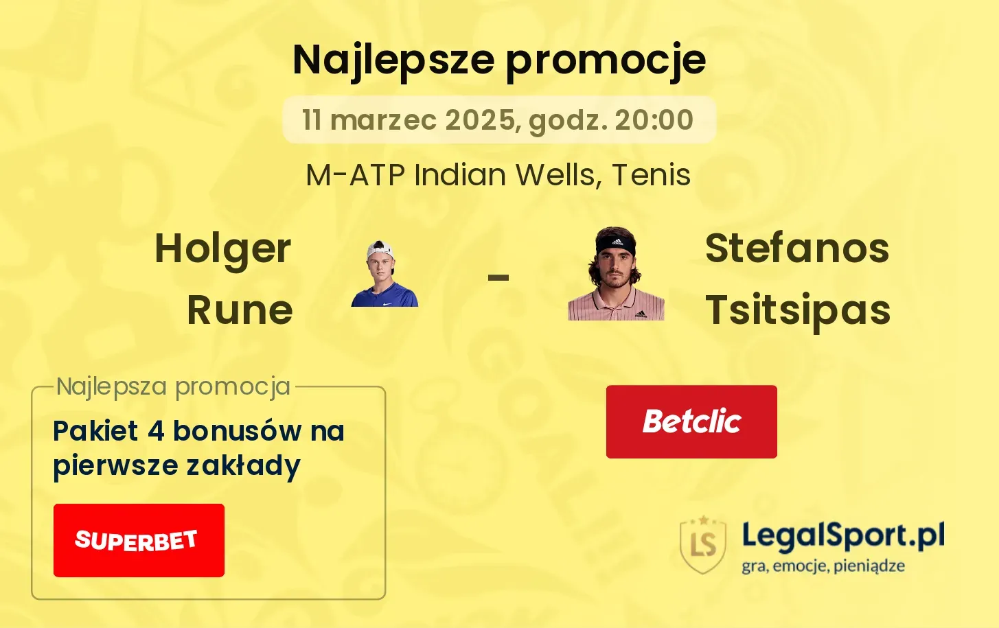Holger Rune - Stefanos Tsitsipas promocje u bukmacherów