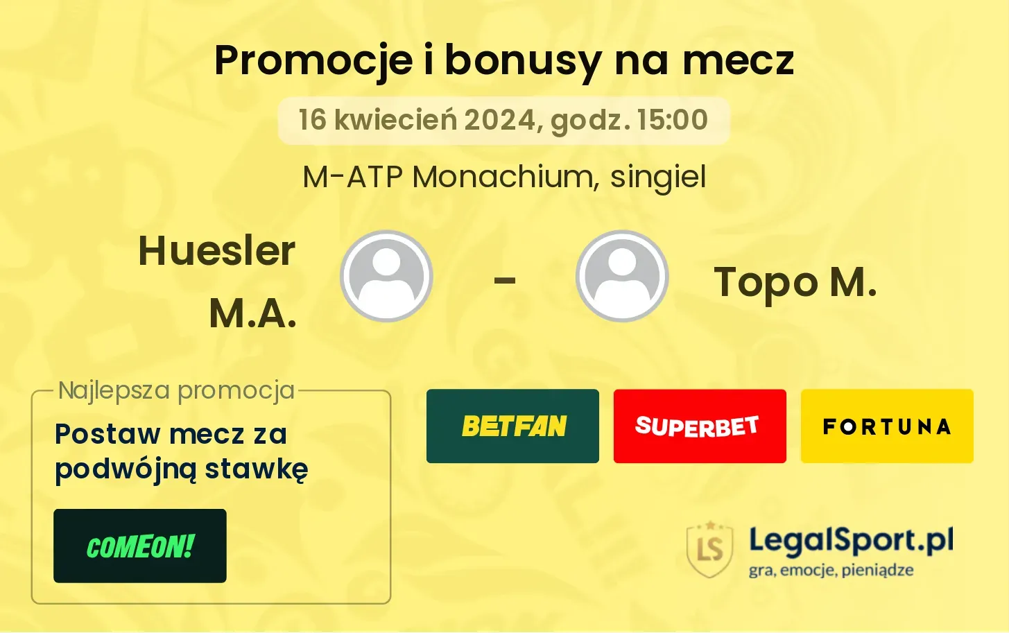 Huesler M.A. - Topo M. promocje bonusy na mecz