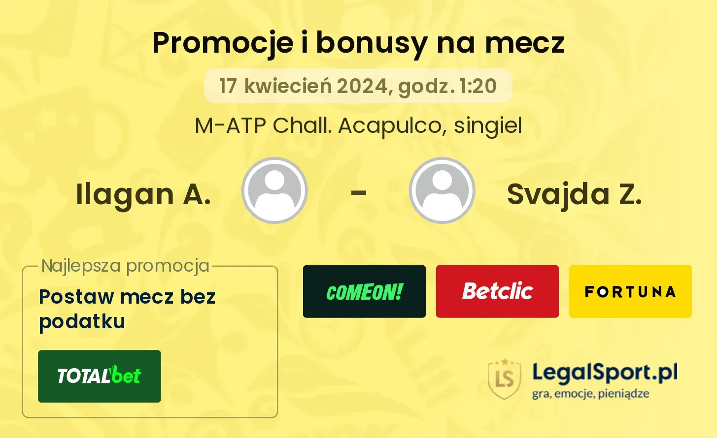Ilagan A. - Svajda Z. promocje bonusy na mecz