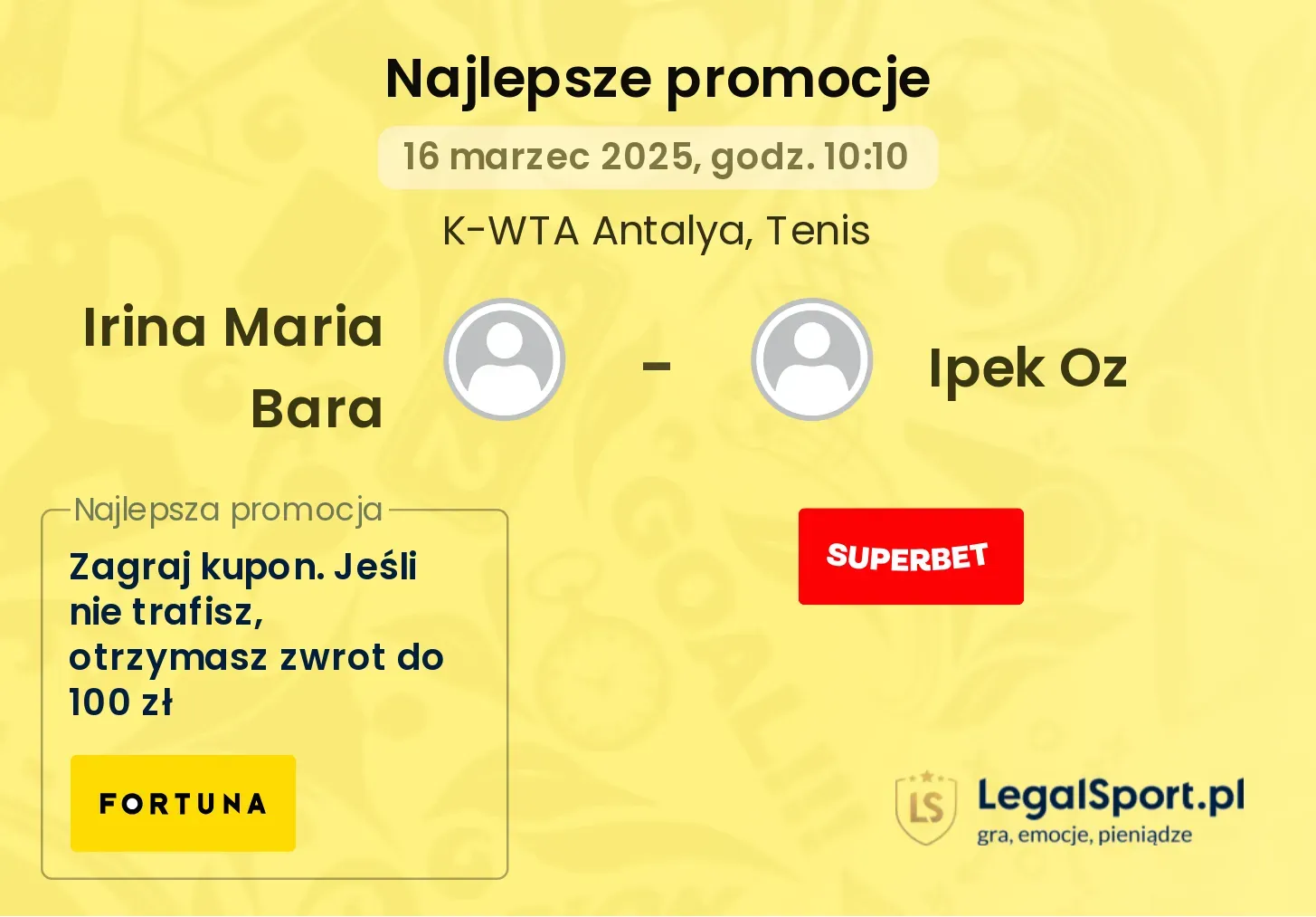 Irina Maria Bara - Ipek Oz promocje u bukmacherów
