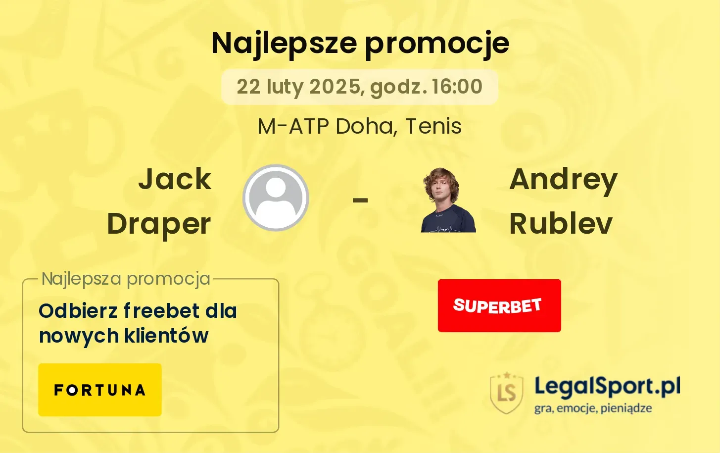 Jack Draper - Andrey Rublev promocje bukmacherskie