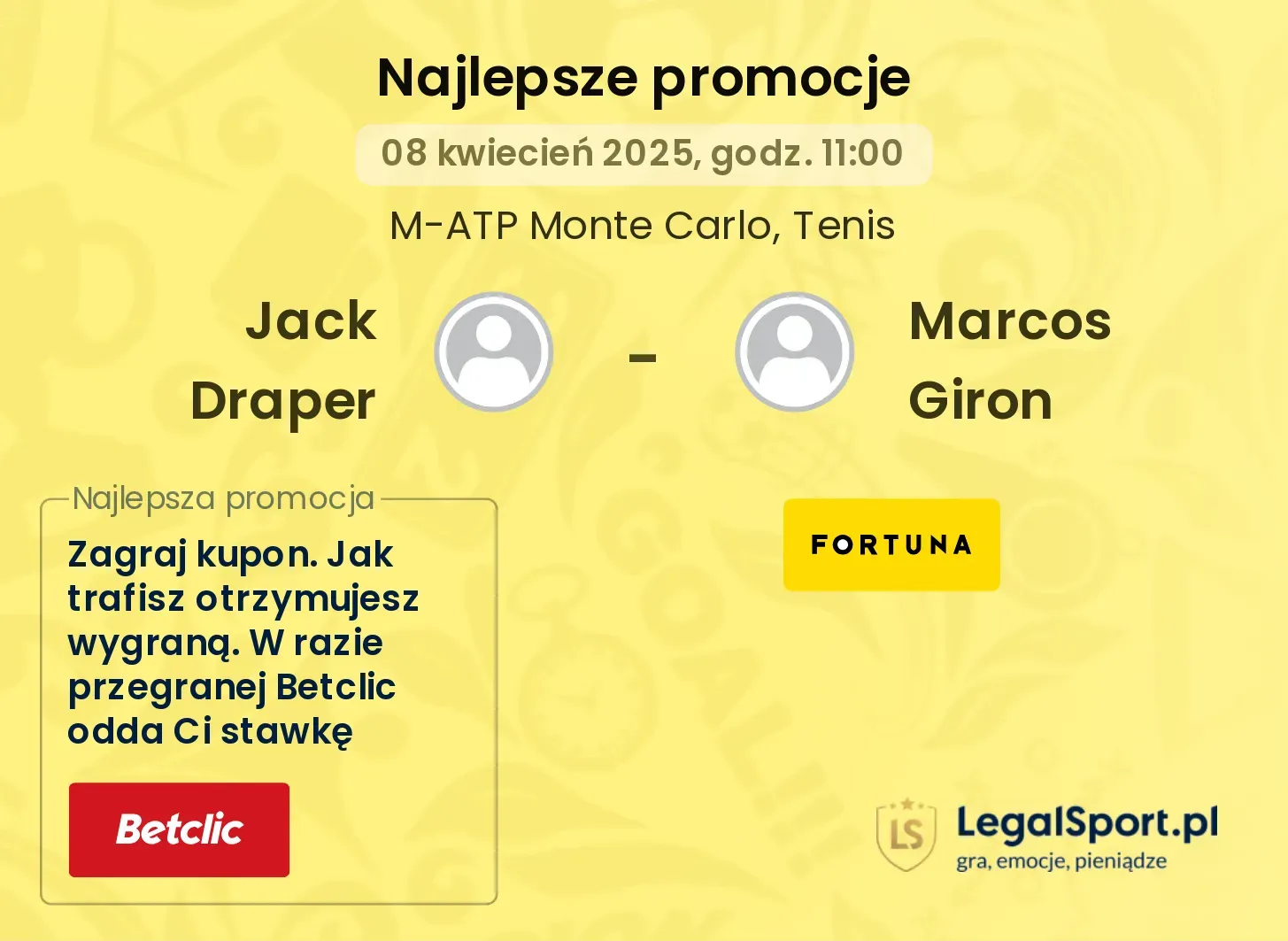 Jack Draper - Marcos Giron promocje u bukmacherów