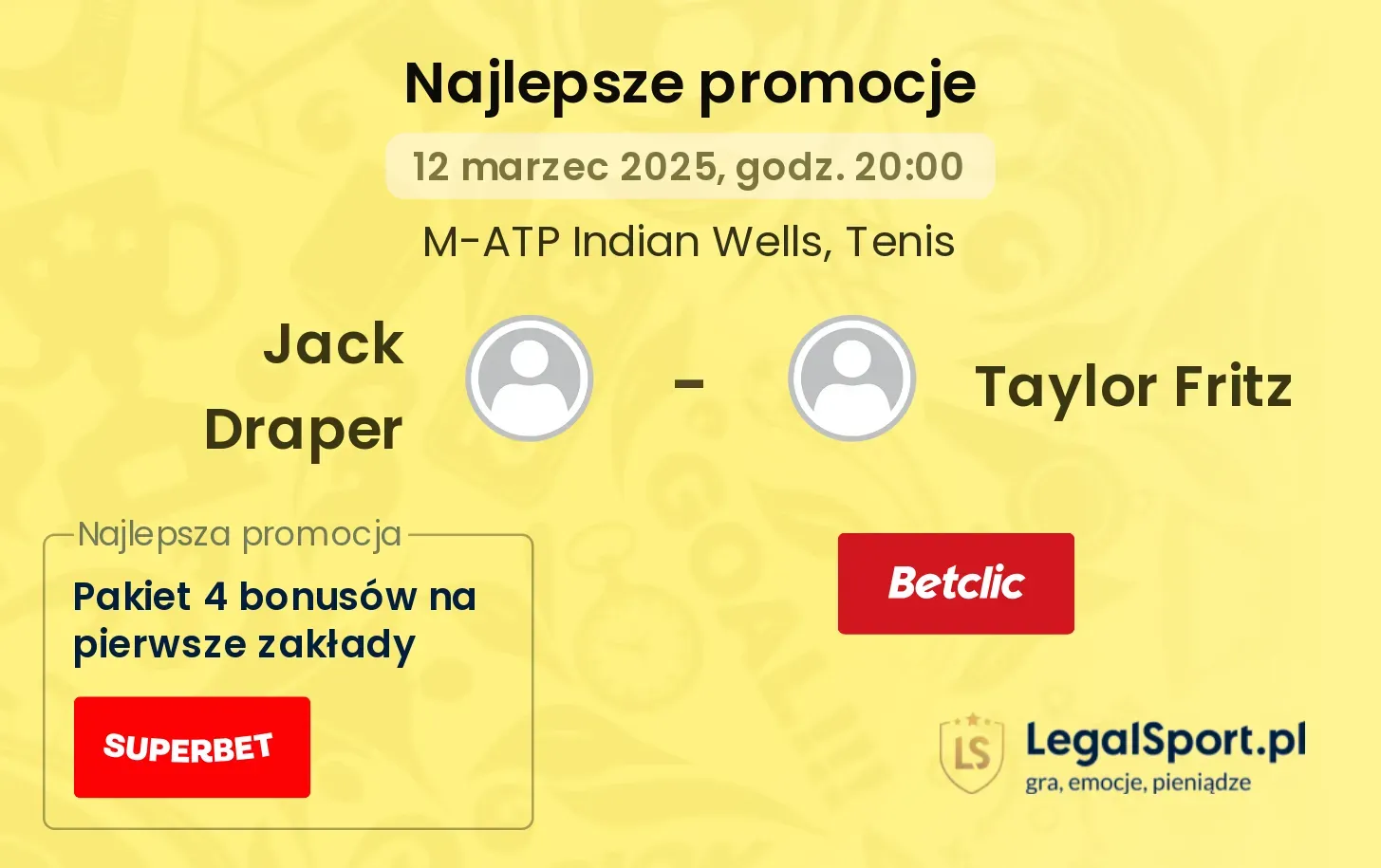 Jack Draper - Taylor Fritz promocje bukmacherskie