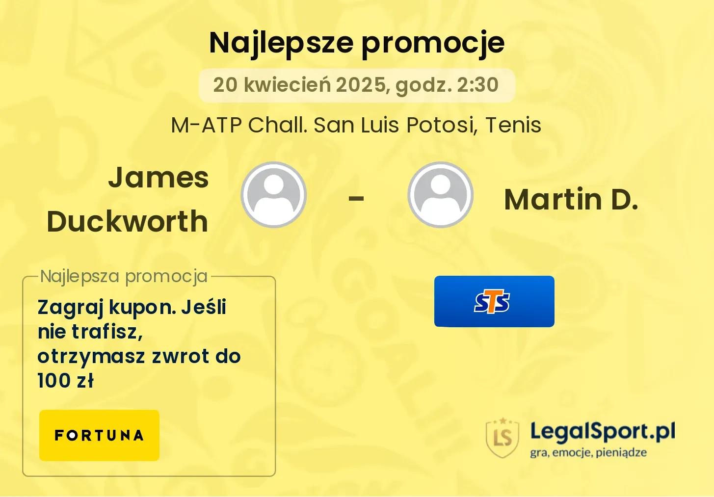 James Duckworth - Martin D. promocje u bukmacherów